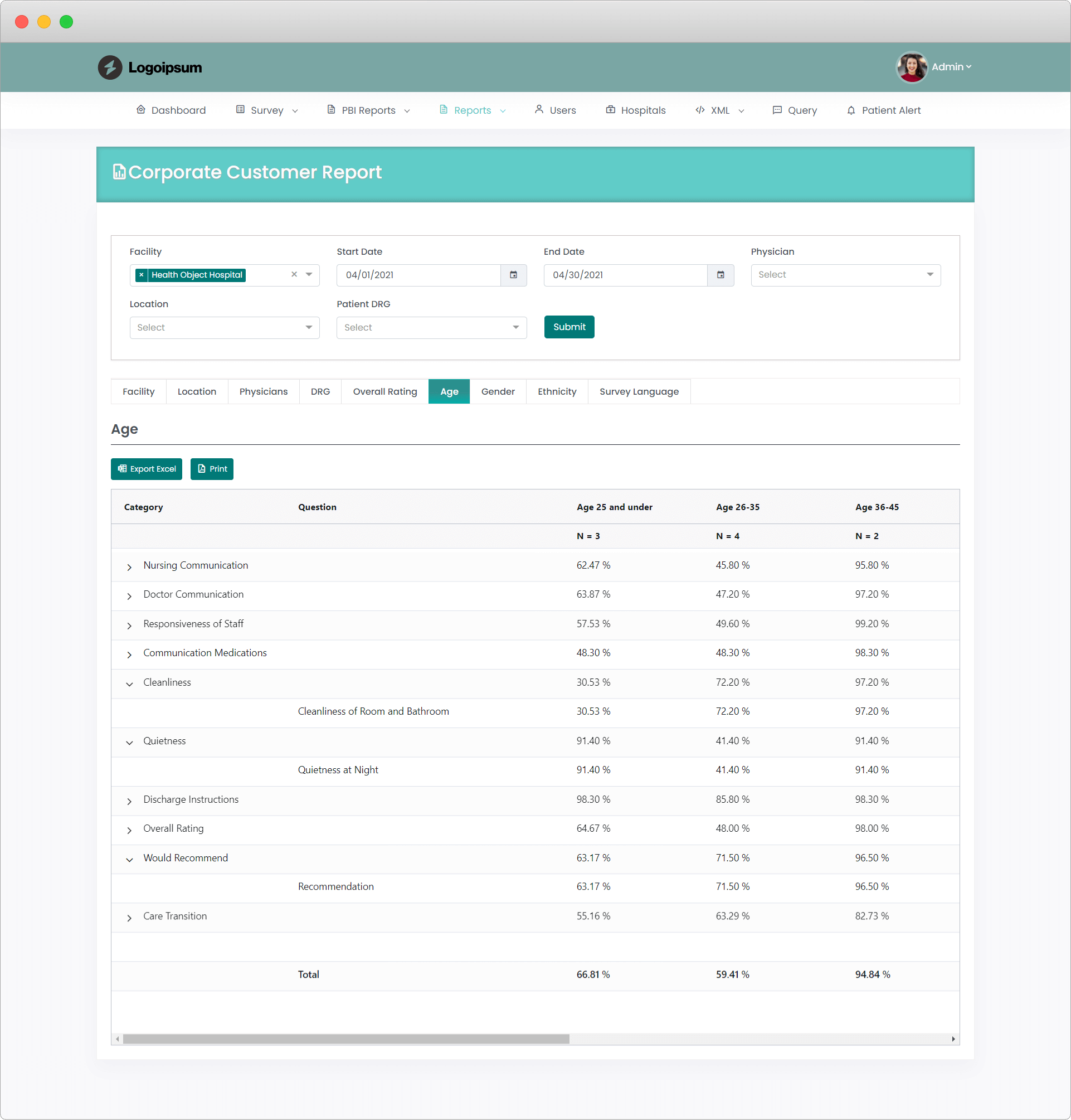 Patient Survey Platform screen 3